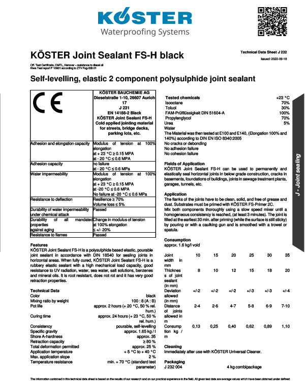 Koster Joint Sealant FS-H Black