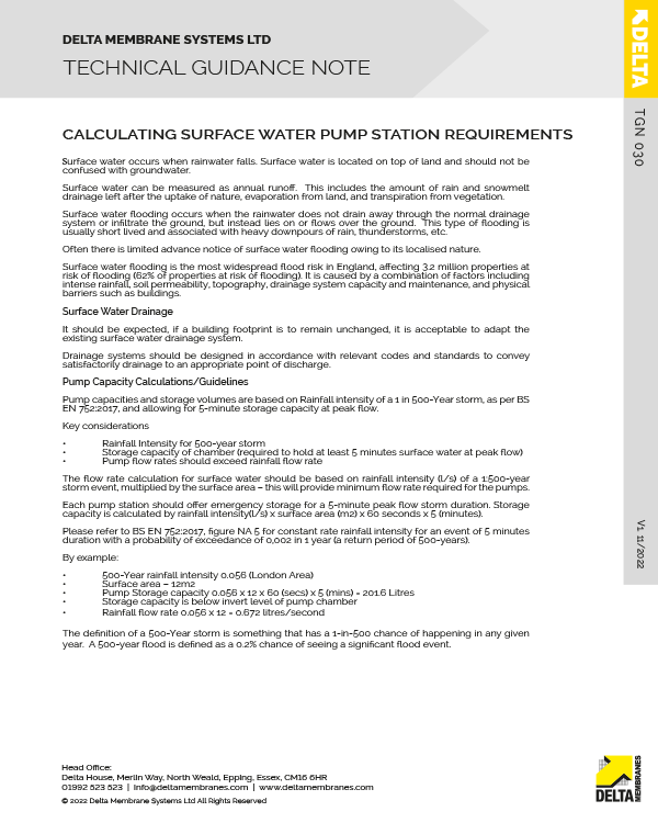 TGN 030 - Calculating Surface Water Pump Station Requirements