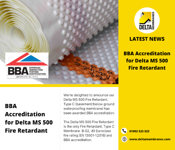 BBA Accreditation for Delta MS 500 Fire Retardant